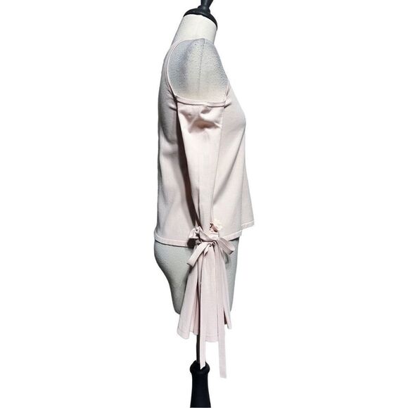 Milly Pink Cold Shoulder Long Ruffled Sleeve Sweater Size Small - Picture 3 of 5